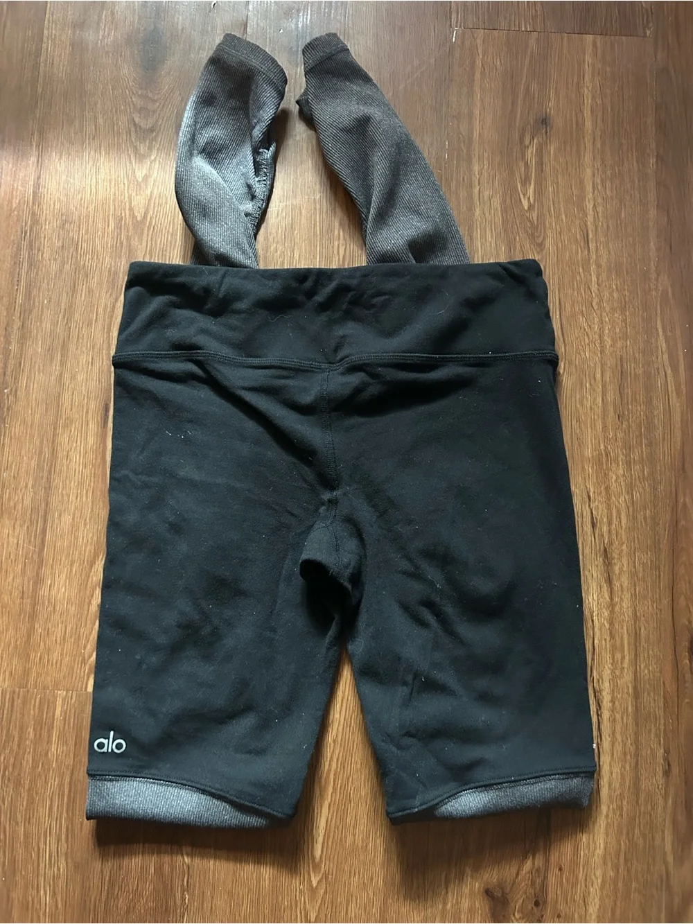 ALO Yoga Black Leggings with Attached Gray Tights